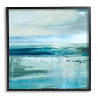 Stupell Industries Abstract Ocean Horizon Modern Nautical Painting Blue Green Framed Wall Art