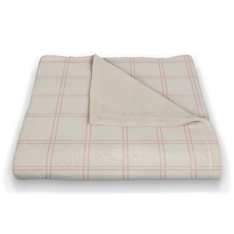 Pink Grid Pattern Fleece Blanket