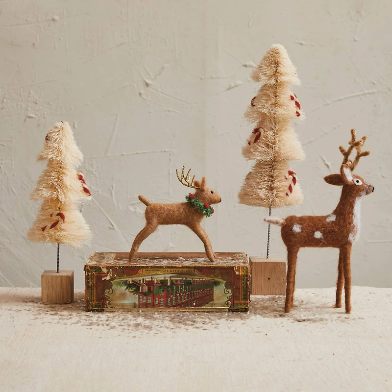 Hello Honey® Natural Sisal Bottle Brush Tree with Chenille Candy Cane & Wood Base