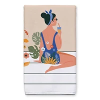 Summer Girl Sipping On Steps 16" x 25" Tea Towel Set of 2