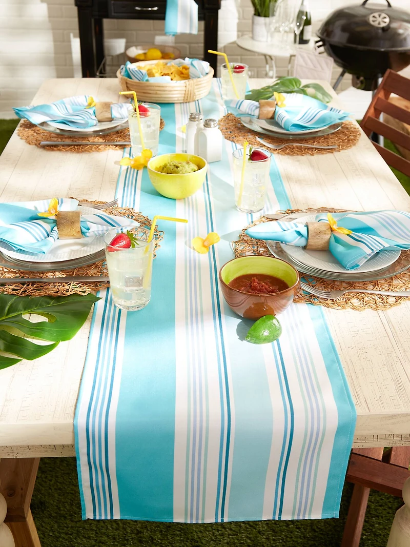 DII® Beach House Stripe Print Outdoor Table Runner