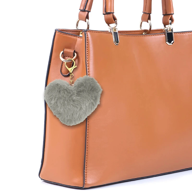 Blue Moon Studio™ Gray Fuzzy Heart Bag Charm