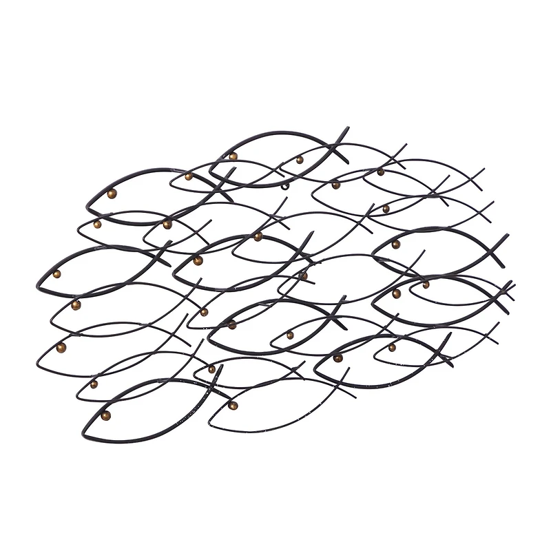 39" Dark Gray Metal Coastal Fish Wall Décor