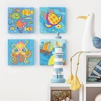 Arteza® Kids Canvas Paint Kit, 4 8x8 Canvas with Brushes & Paints Ocean Scenes