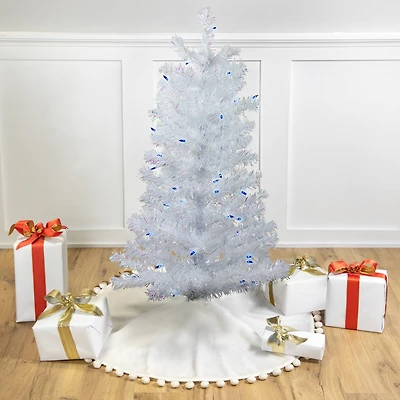 3ft. Pre-Lit White Pine Artificial Christmas Tree, Blue Lights