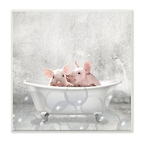 Stupell Industries Baby Piglets Bath Time Cute Animal Design,12" x 12"