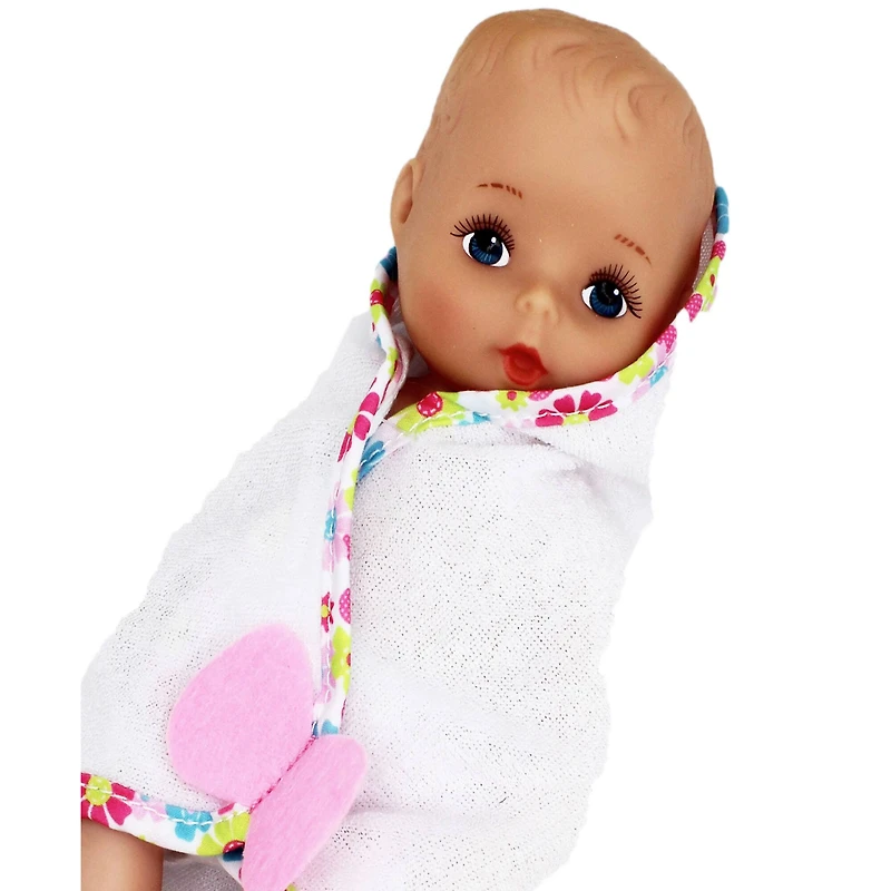 Goldberger Baby's First® Bathtime Baby Softina™ 9" Baby Doll with White Bath Blanket