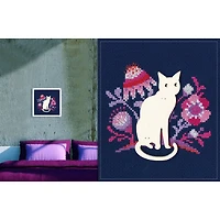 RTO Cat with Pink Flowers Cross Stitch Kit