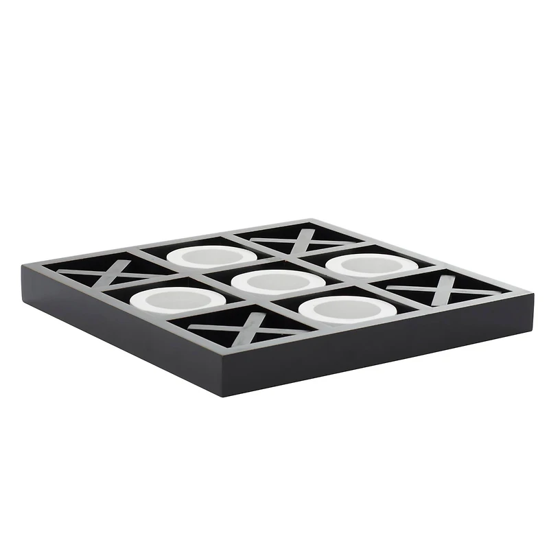 Black & White Wood Tic-Tac-Toe Game Set