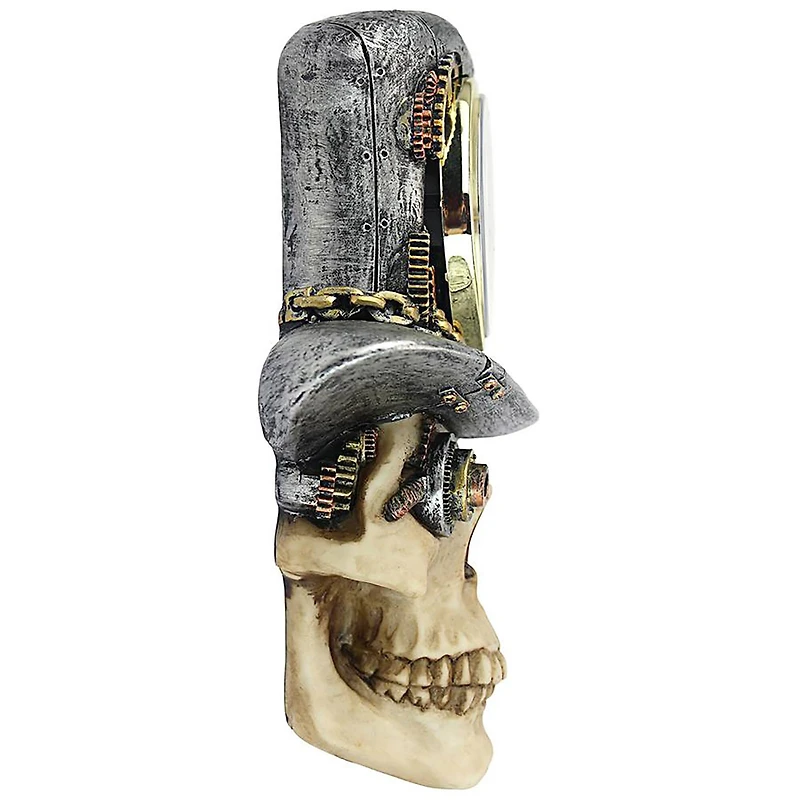 Design Toscano 8.5" Steampunk Mad Hatter Skull Sculptural Wall Clock