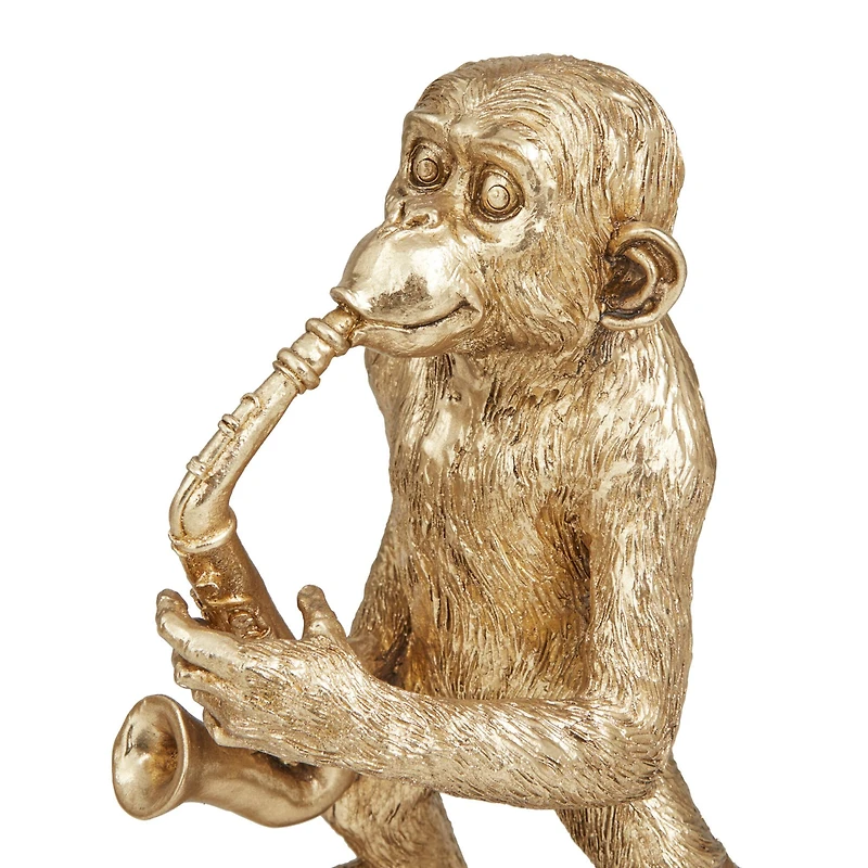 Set of 3 Gold Polystone Contemporary Sculptures, 12" x 9" x 5"