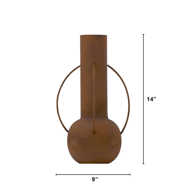 14" Rust Contemporary Metal Vase