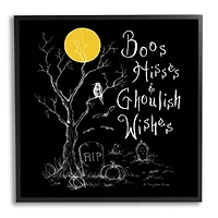 Stupell Industries Spooky Dark Halloween Phrase Framed Giclee Art