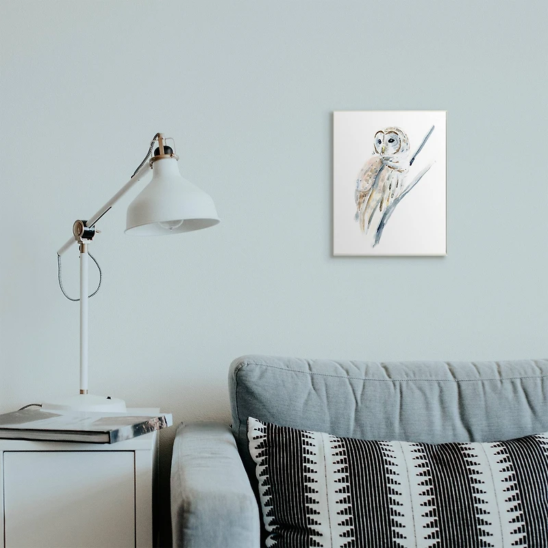 Stupell Industries Soft Arctic Owl Perched On Minimal Branch Wall Art