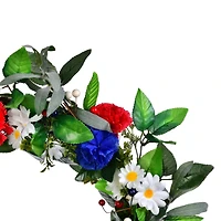 22" Red, White & Blue Floral Wreath With Berries