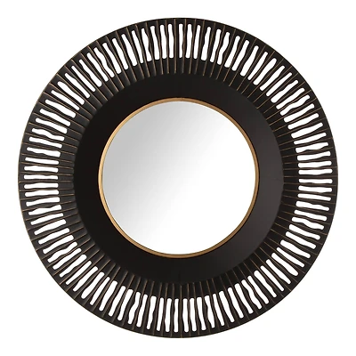 Glitzhome® 35" Vintage Industrial Metal Round Wall Mirror