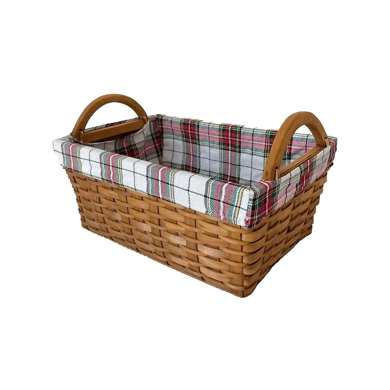 Plaid Lined Chipwood Basket by Ashland