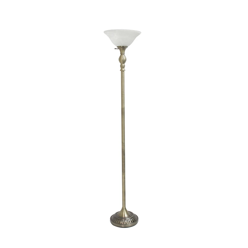 Lalia Home 6ft. Torchiere Floor Lamp with Marbleized Shade