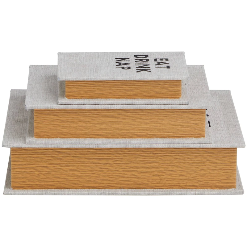Light Gray Eat Drink Nap Linen Storage Book Box Set