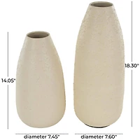 Cream Minimalistic Distressed Textured Metal Vase Set