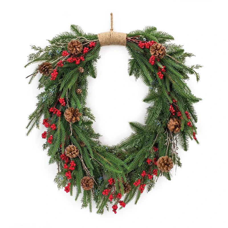 30" Mixed Pine Cone Berry Wreath