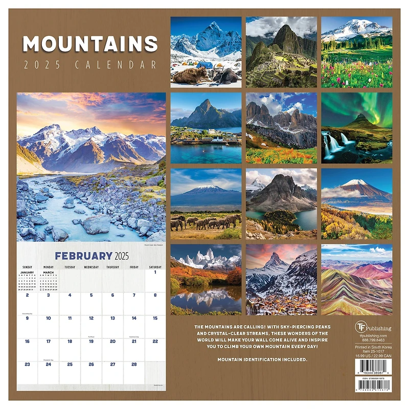 TF Publishing 2025 Mountains Wall Calendar