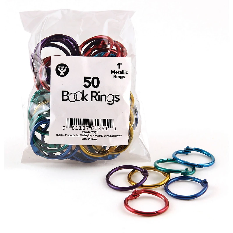 Hygloss® 1" Metallic Book Rings, 2 Packs of 50