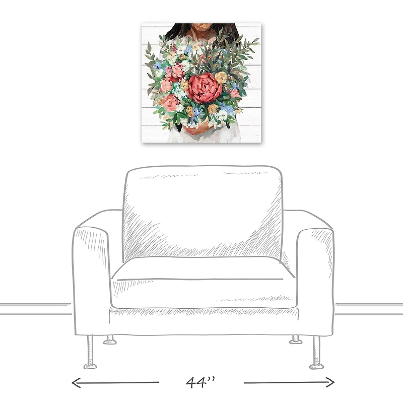Girl with Bouquet Canvas Wall Art