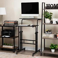 Mind Reader Black Mobile Sitting or Standing Desk