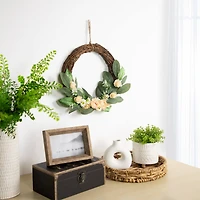 14" Mini Peach Rose Half Floral Spring Wreath