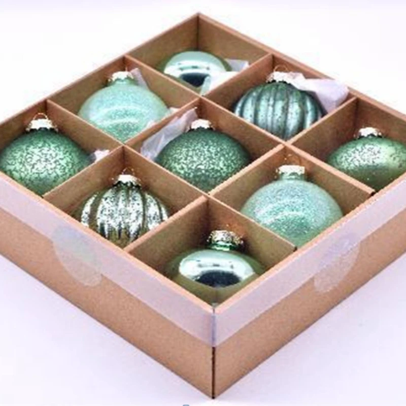3-Finish Glass Christmas Ball and Onion Ornaments - 3" (80mm) - Forest Green - 9ct