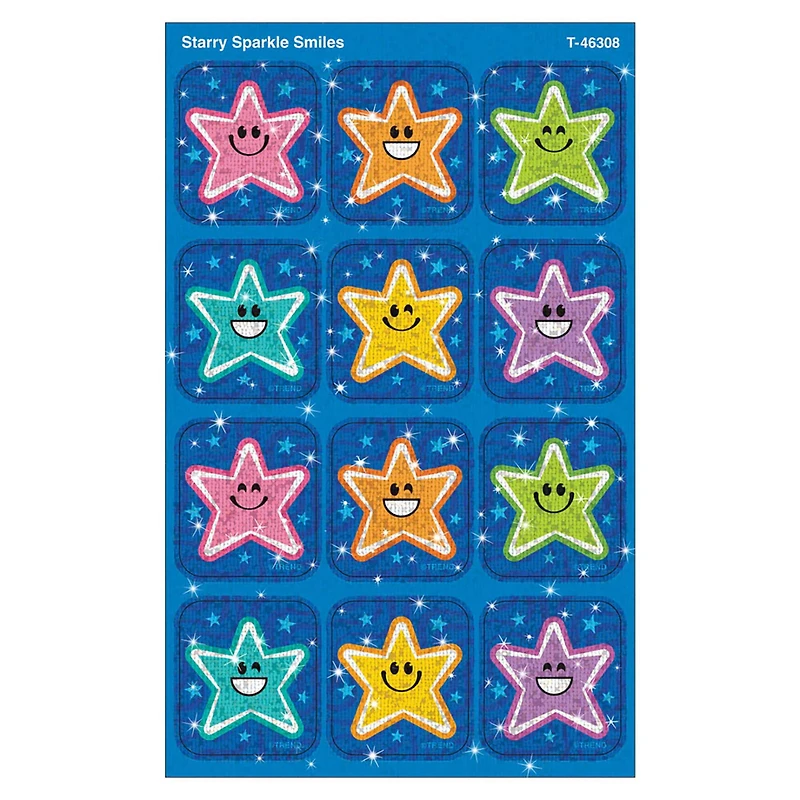 TREND Enterprises® Starry Smiles Sparkle Stickers®, 6 Packs of 24