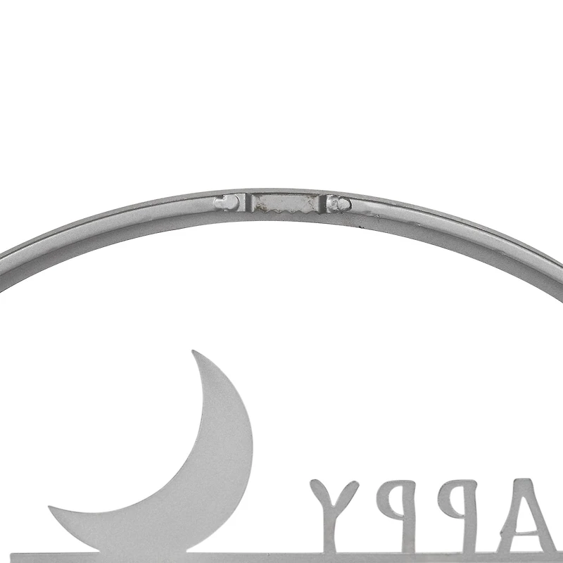 17" Silver Flying Witch Happy Halloween Wall Sign