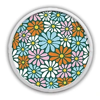 Hippie Floral Pattern 20" x 20" Round White Framed Print