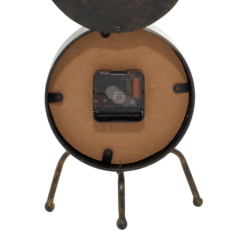 11" Brown Metal Contemporary Table Clock