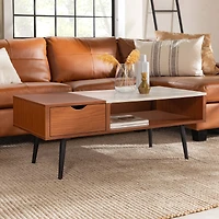 Acorn Mid Century Modern Faux Marble Coffee Table