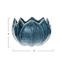 Hello Honey® 7" Blue Reactive Glaze Scalloped Edge Stoneware Planter