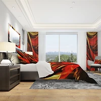 Designart 'Fire Lines Red Abstract' Modern & Contemporary Bedding Set