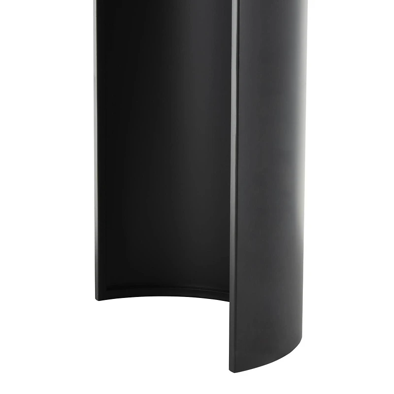 47.25" Black Wood Curved Crescent Living Room Console Table with Brown Wood Oval Tabletop