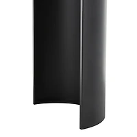 47.25" Black Wood Curved Crescent Living Room Console Table with Brown Wood Oval Tabletop