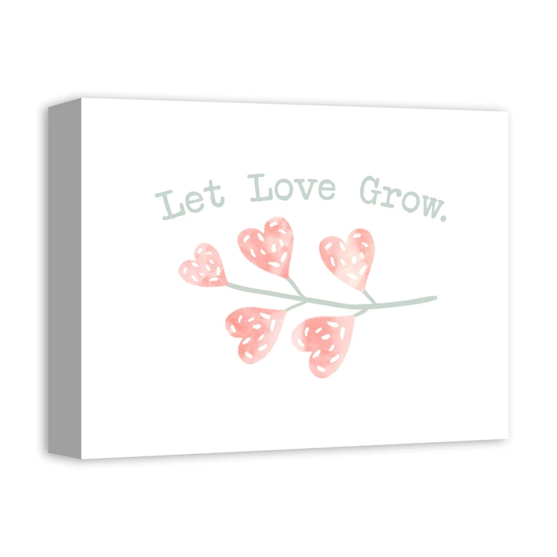 Let Love Grow Heart Branch 11" x 14" Canvas Wall Art