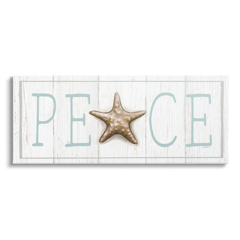 Stupell Industries Peace Seasonal Starfish Sign Canvas Wall Art