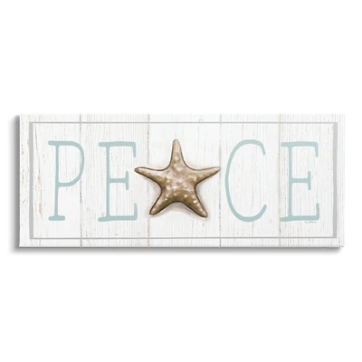 Stupell Industries Peace Seasonal Starfish Sign Canvas Wall Art