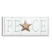 Stupell Industries Peace Seasonal Starfish Sign Canvas Wall Art