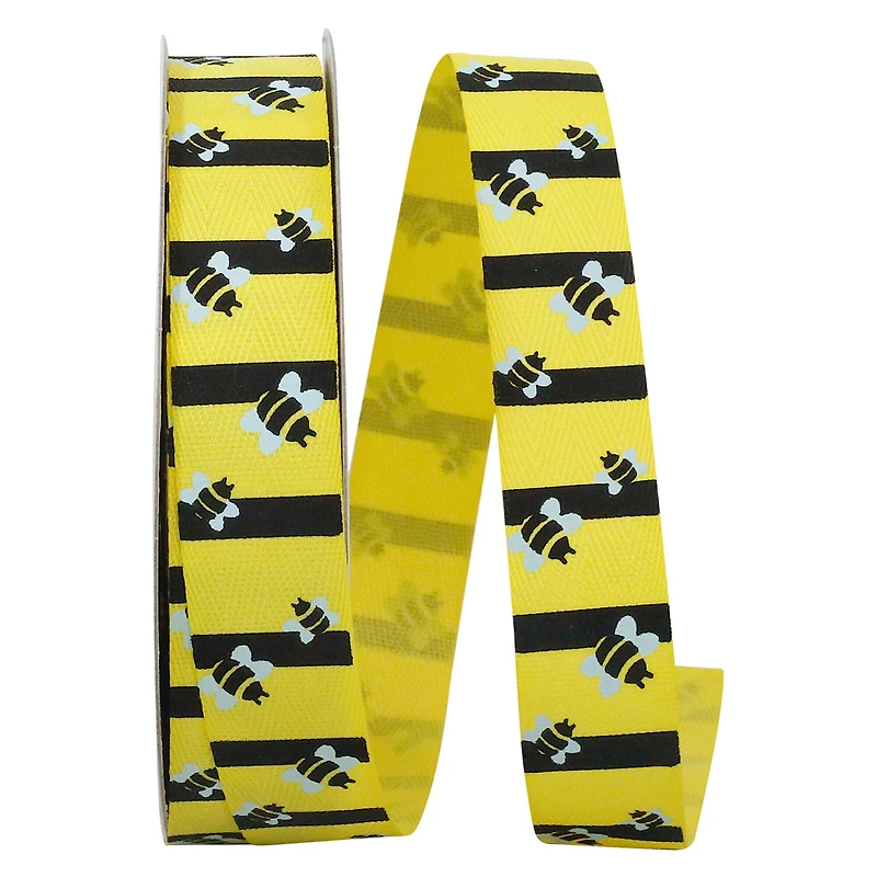 JAM Paper 7/8" x 25yd. Bumble Bees Ribbon