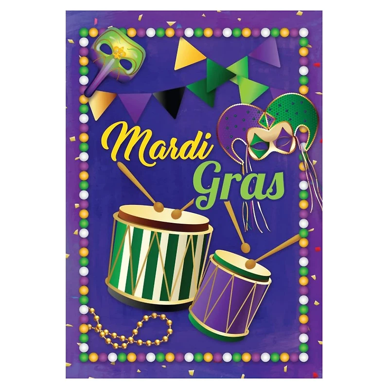 Mardi Gras Drums and Masks Outdoor House Flag 40" x 28"