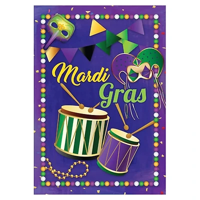 Mardi Gras Drums and Masks Outdoor House Flag 40" x 28"