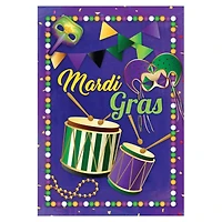 Mardi Gras Drums and Masks Outdoor House Flag 40" x 28"