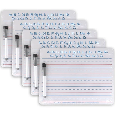 Pacon 5 Pack 9" x 12" Ruled & Plain, 2-Sided Handwriting Dry Erase Whiteboards