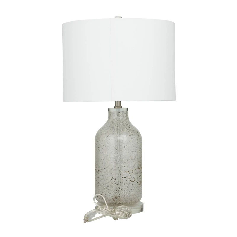 Gray Glass Table Lamp with Drum Shade Set of 2 15", 25"